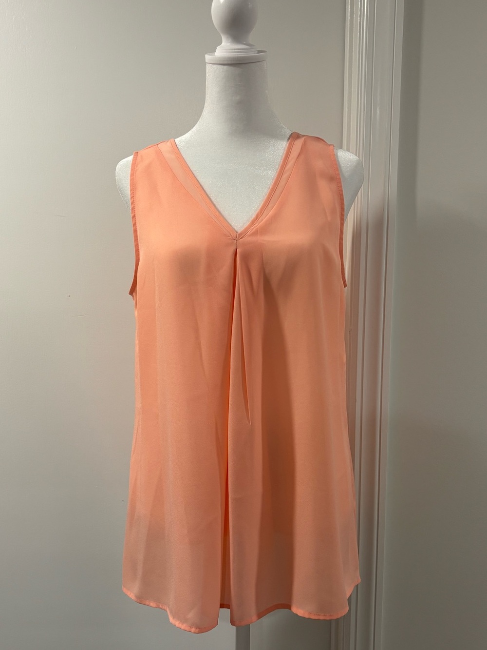 Violet & Claire || Coral V-Neck Chiffon Top